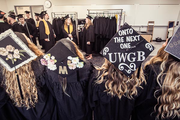 UWGB, Manitowoc Campus graduates with decorated caps