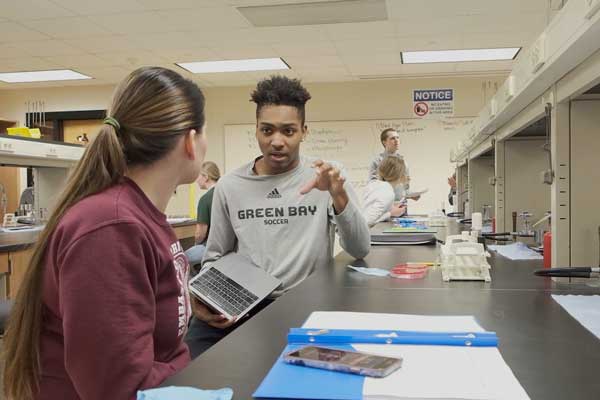 Students in biology lab