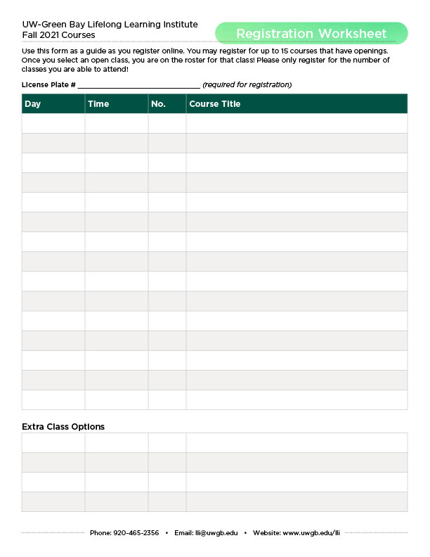 Uw Time Schedule Spring 2022 Course Catalog/Register - Lifelong Learning Institute - Uw-Green Bay