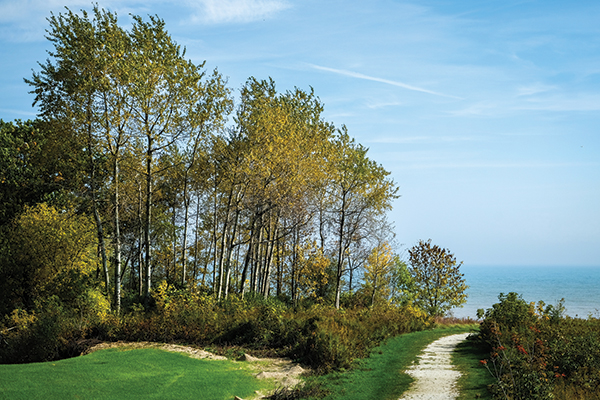 Manitowoc Campus trail facing Lake Michigan