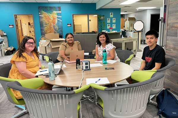 MESA club students studying together in lounge