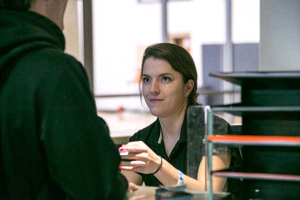 Student working on UW Green Bay campus