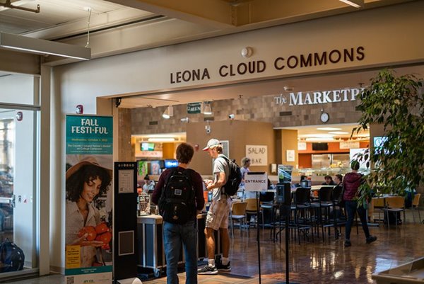 Students swipe into the Marketplace prior to eating a meal