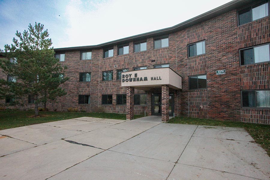 Roy E. Downham Hall main entrance