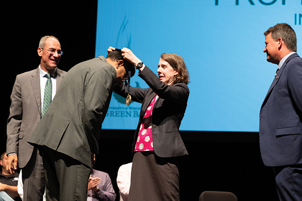 Gaurav Bansal being awarded a professorship.