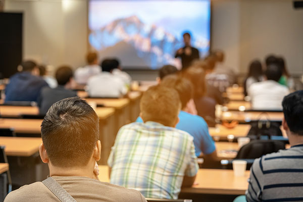 Speaker in front of an audience