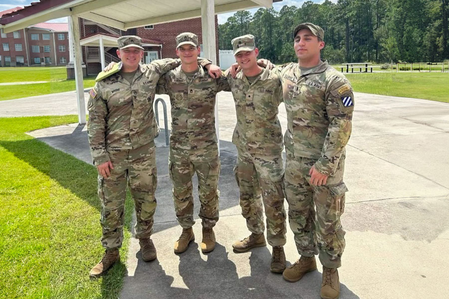 ROTC students pose together at summer training