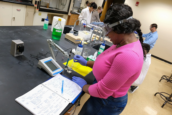 Student in chemistry lab