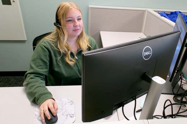 Intern computer work station at Wisconsin Health Department Fond du Lac County