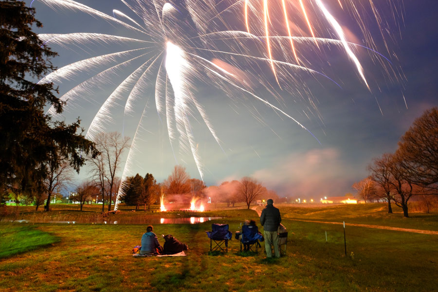 Students watch fireworks show at end of year celebration