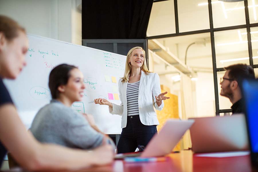 business woman giving a presentation