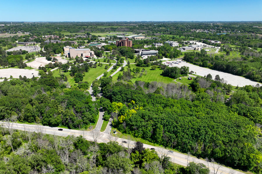 Aerial view of campus