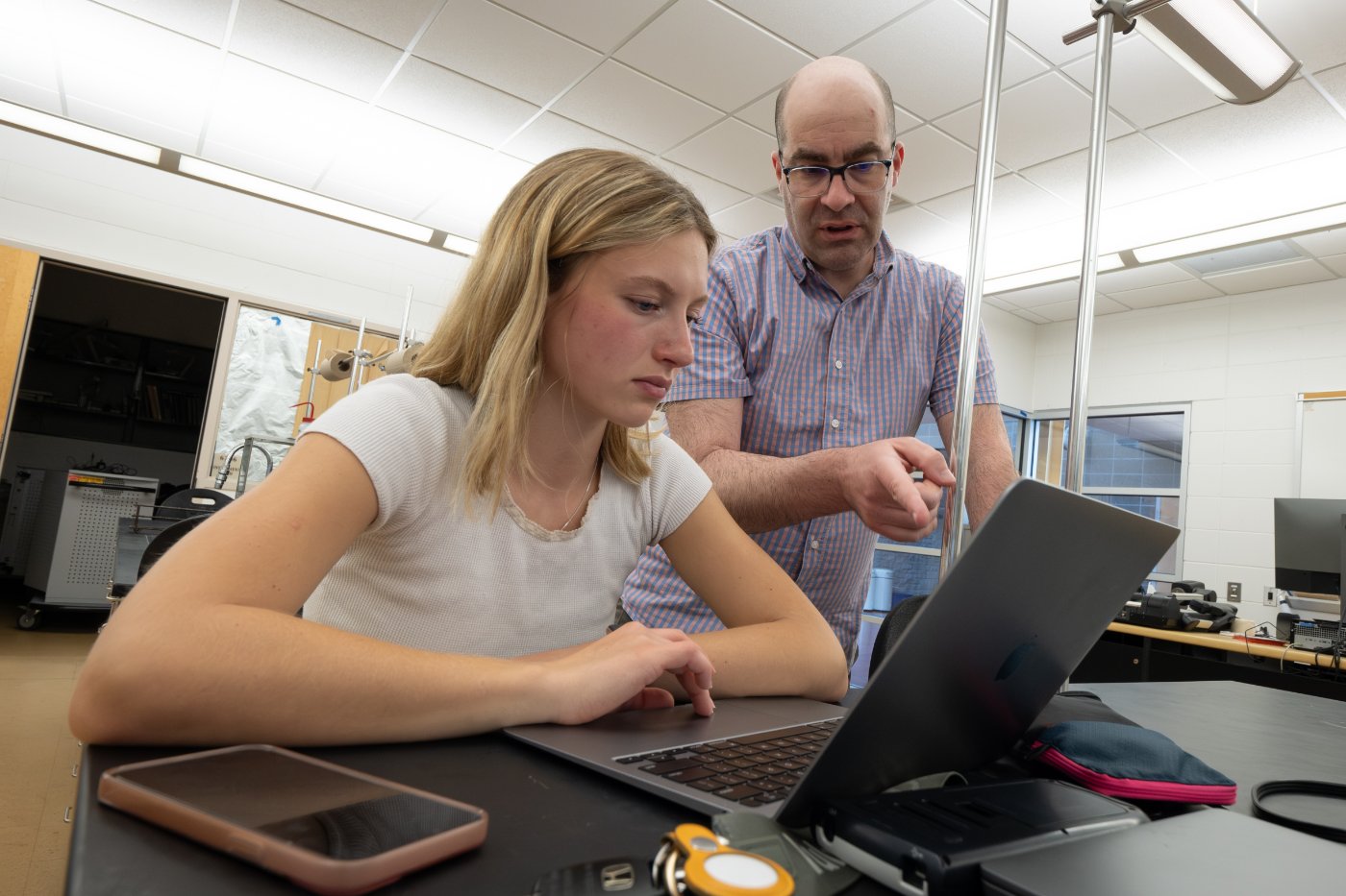 Student getting help from a professor