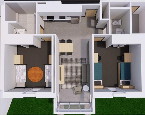 Cort Condon Hall 2-bedroom Floor Plan