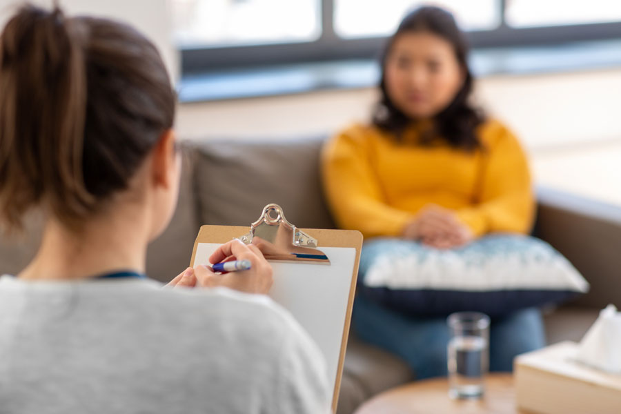 Female at therapy session