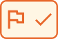 Orange flag checkmark icon.