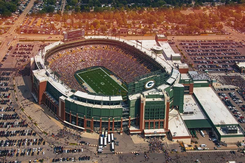 Aerial shot of Lambeau Field