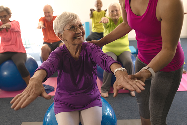 Seniors exercise class