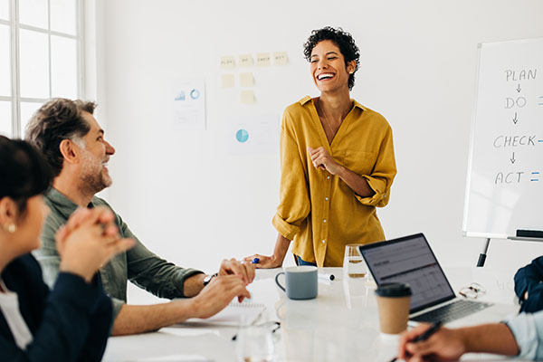 business woman leading meeting