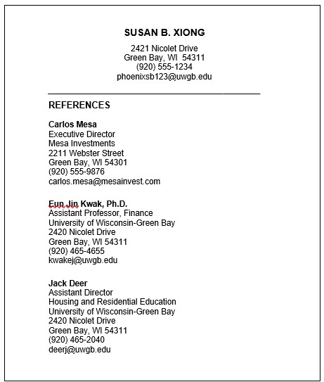 sample reference page