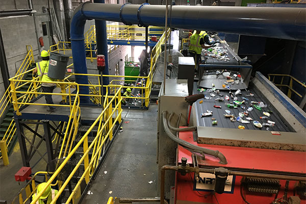 Tri-County Recycling facility sorting line