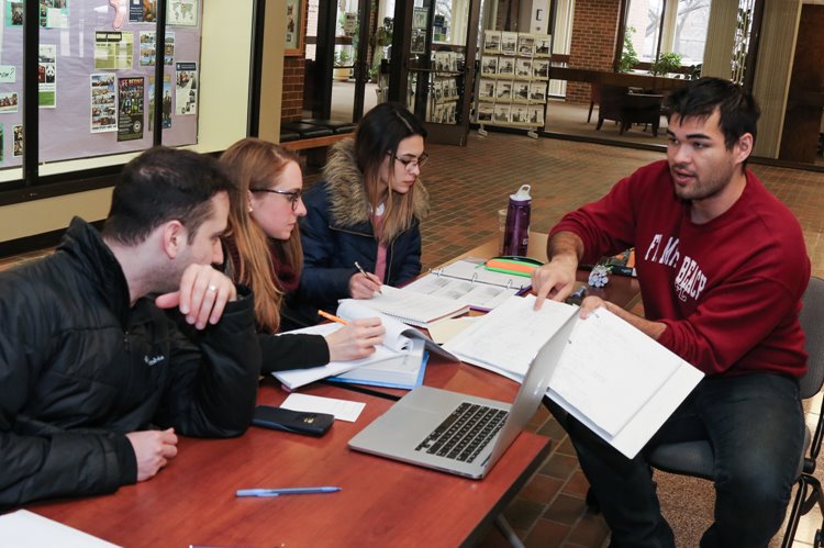 group of students studying