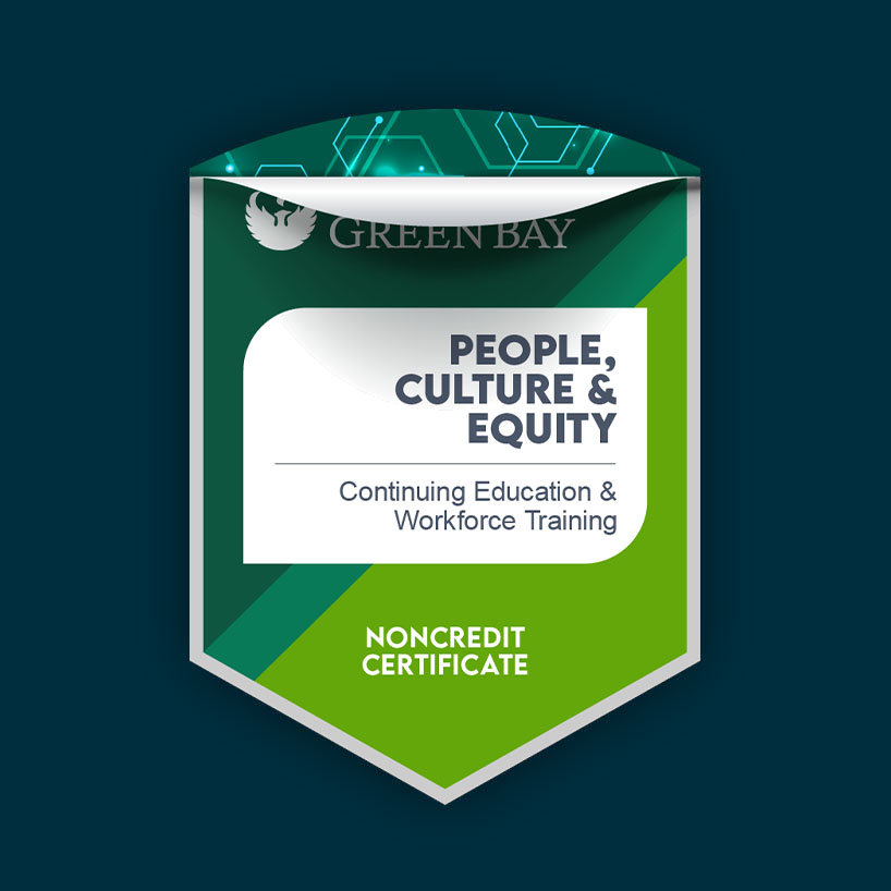 People, Culture & Equity Noncredit Certificate digital badge showing data inside