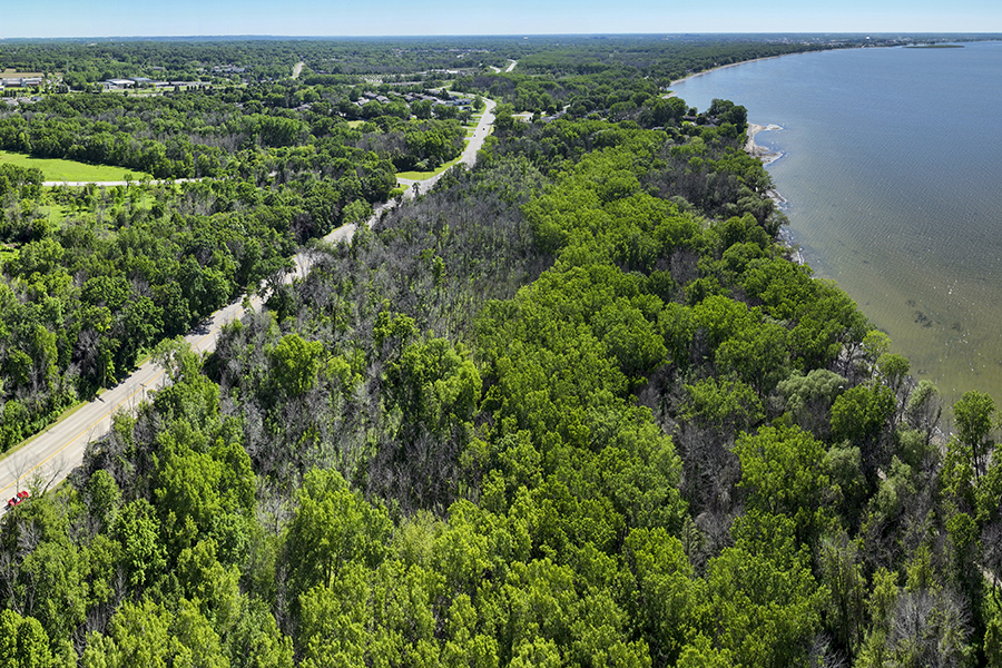 Aerial View of campus and Green Bay