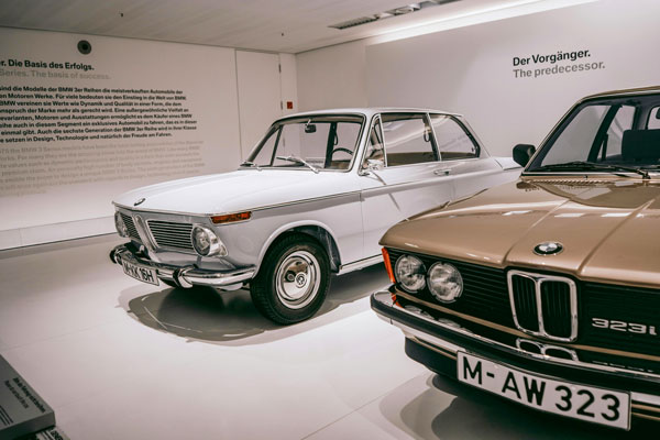 Classic german cars in showroom