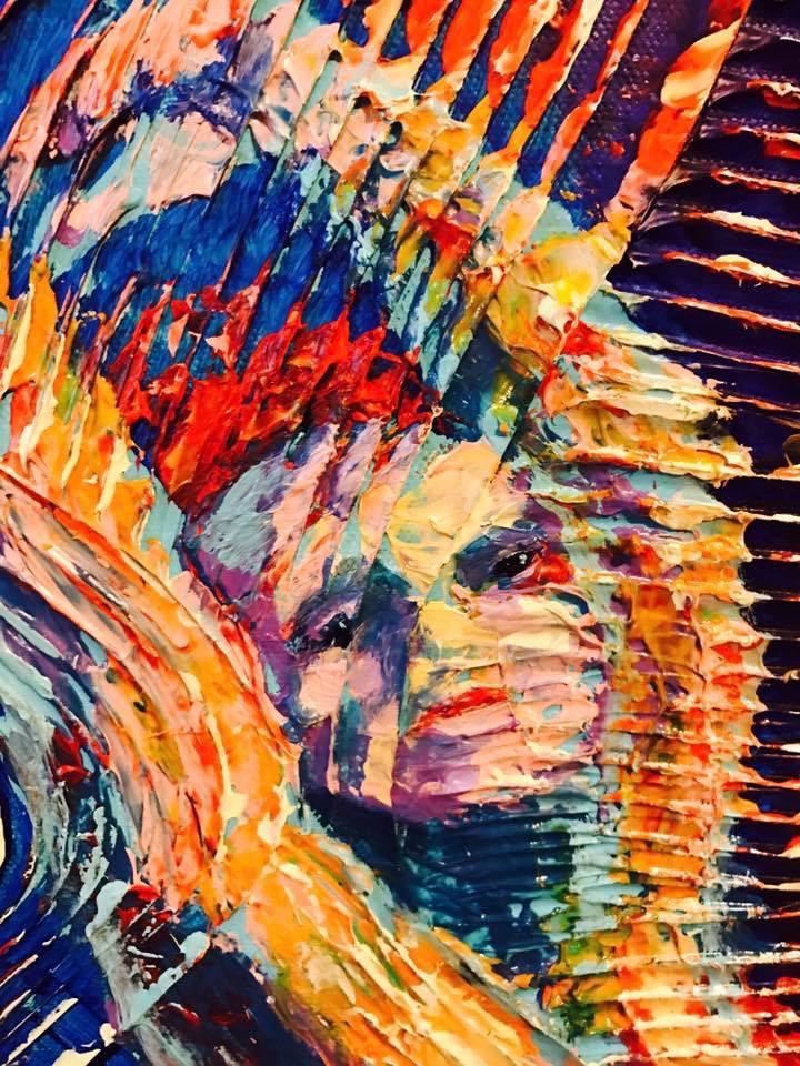 Impasto painting of a ballerina's face