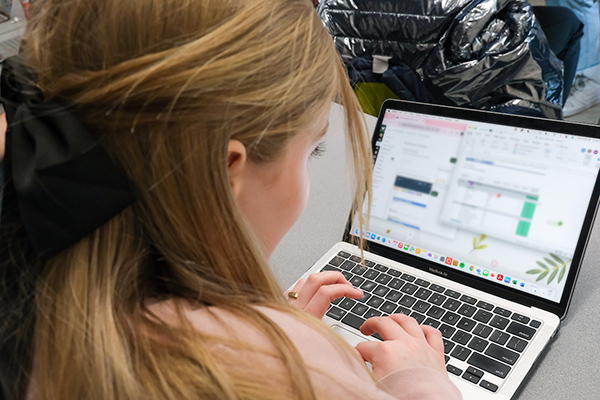 Female working on laptop