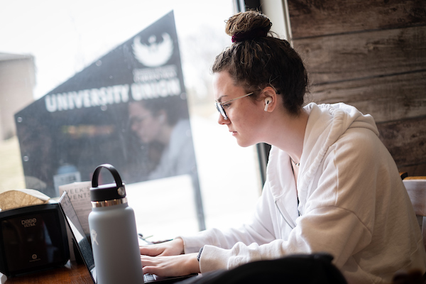 Student in a coffee shop