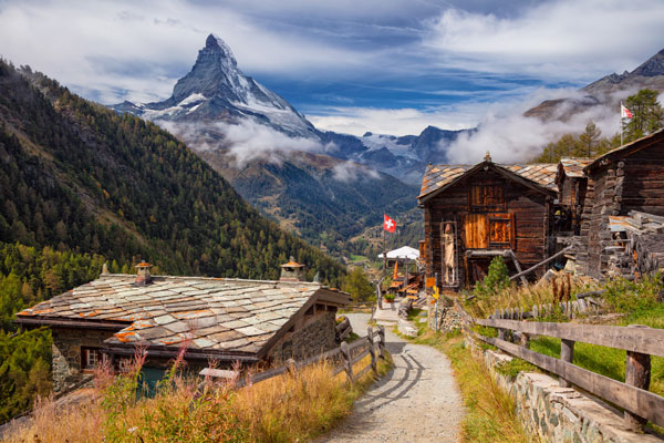 Sweedish village among the mountains