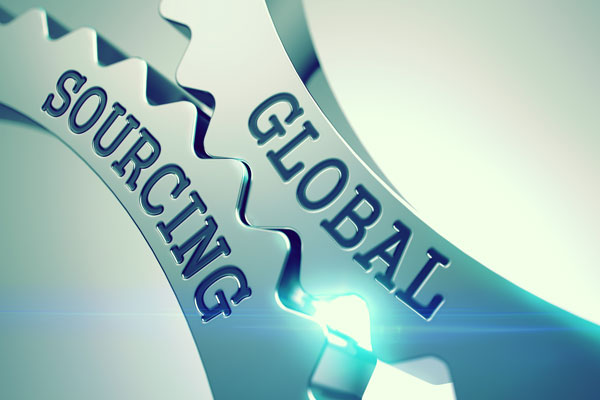 Mechanical gears with the words "global sourcing"