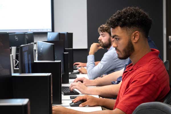 Students working on computers