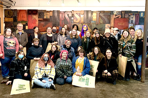 Group of students at Woodtype Museum