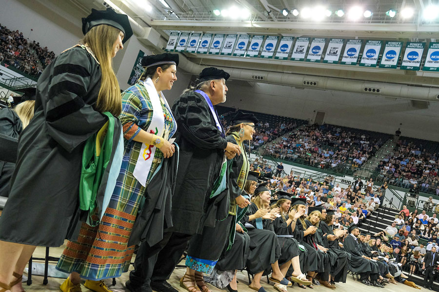 Frist Nations Professors and students at commencement