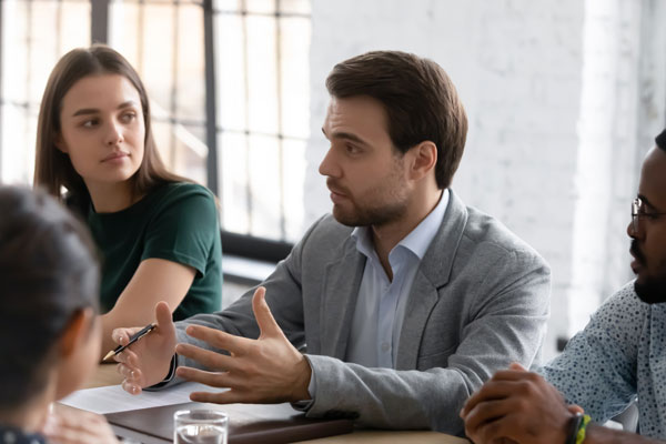 People having discussion at table