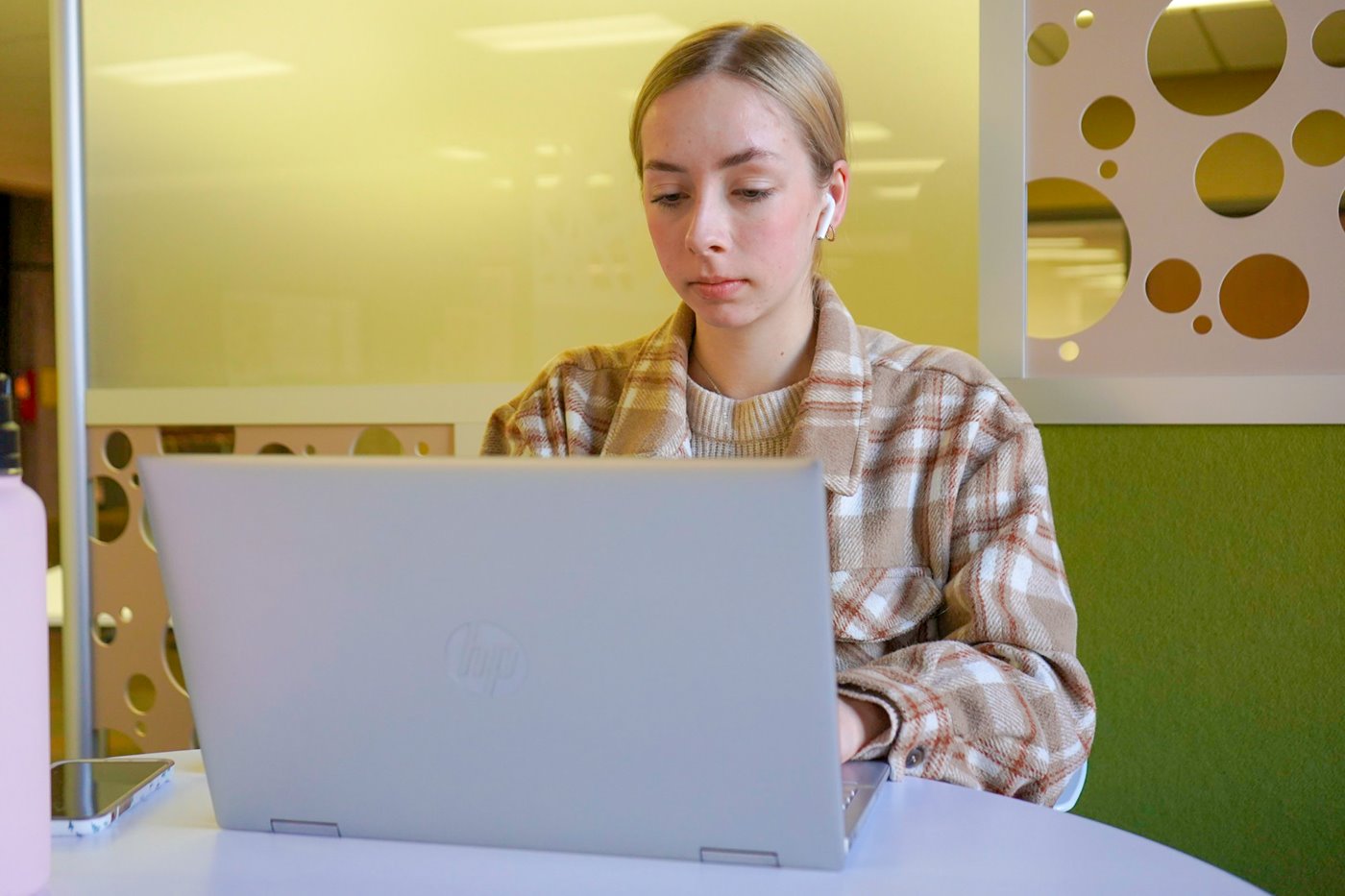 Student working on a laptop