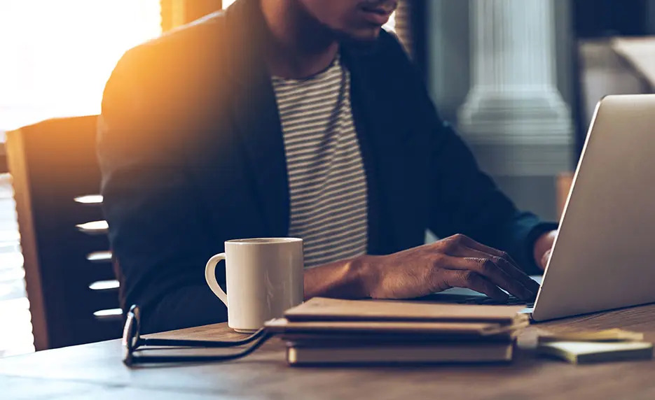 man working on wordpress website