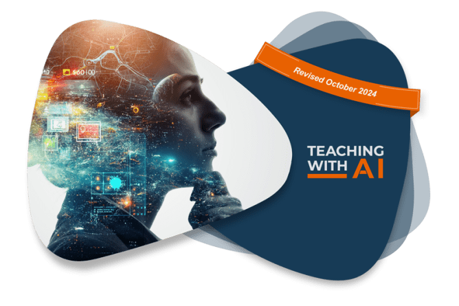 Teaching with AI graphic with banner that reads "Revised October 2024"