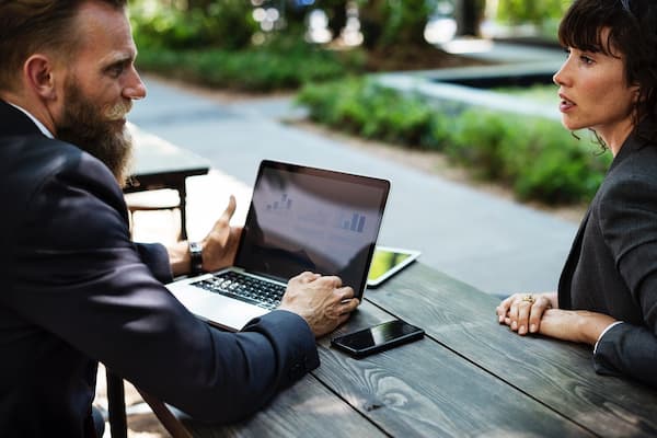 Two people talking during mental health assesment