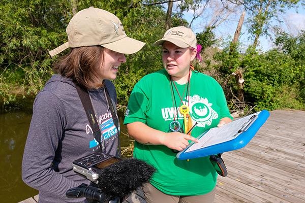 Students surveying coastal wetlands