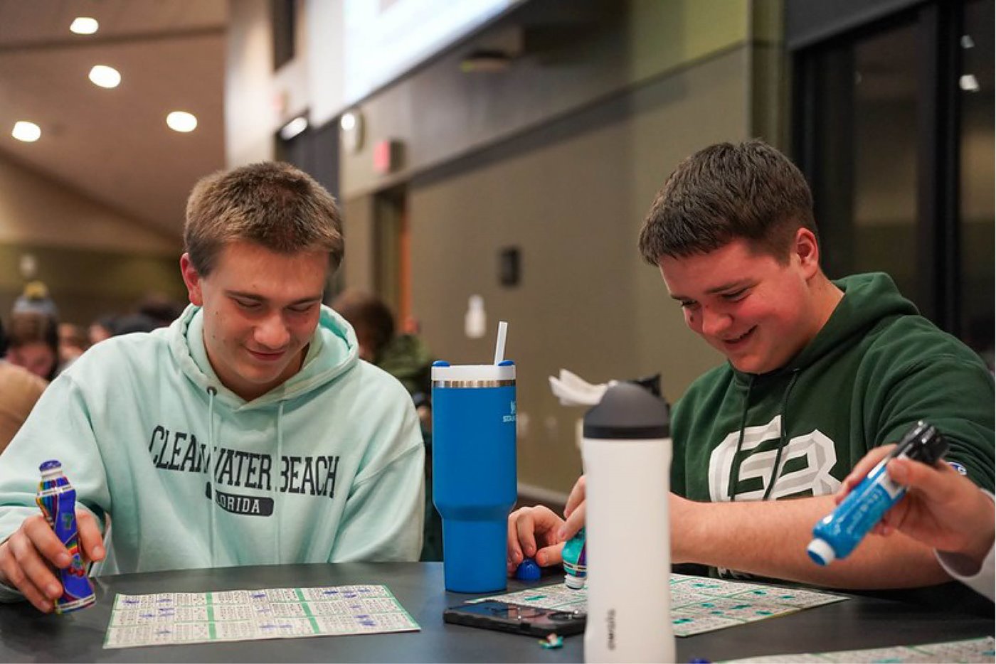 Two students play Bingo