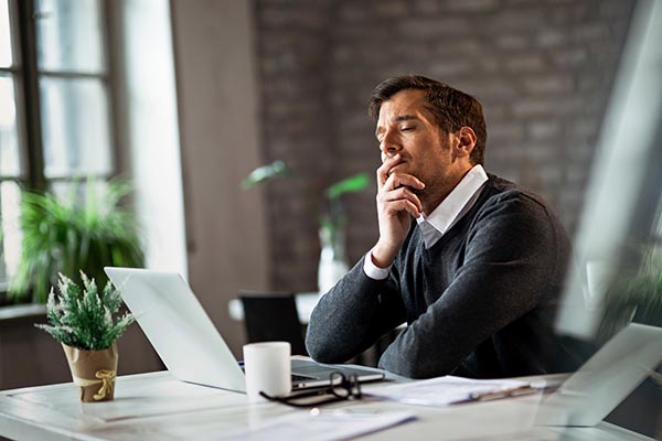 Concentrating businessman