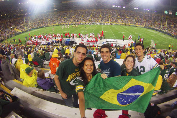 Brazilian students at Packer game