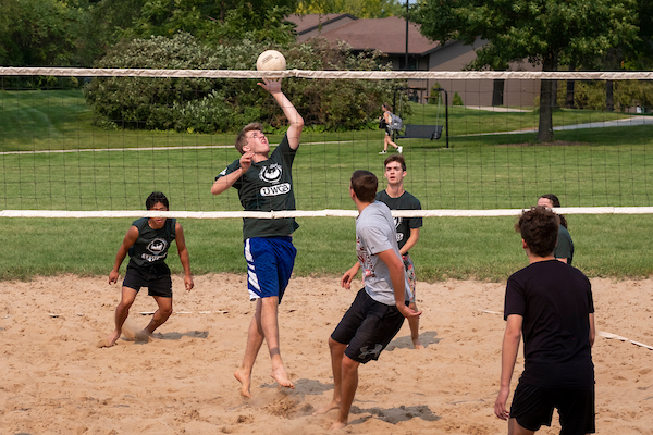 Students playing intramural volleyball