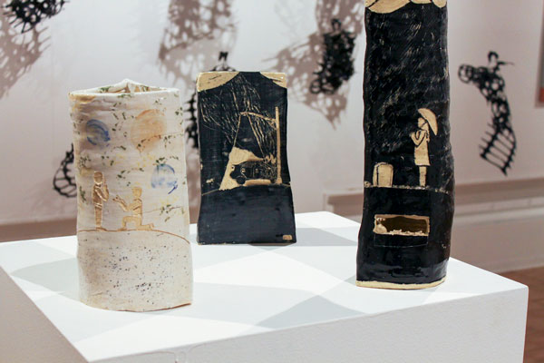 Ceramic pieces on display