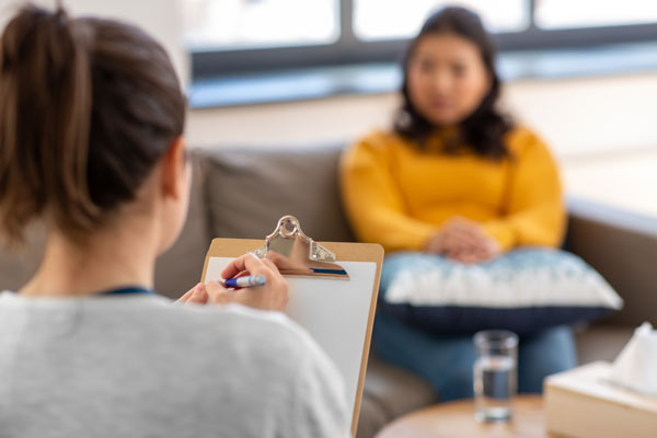 Female attending therapy session