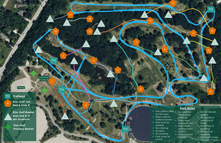 UWGB Disc Golf Course Map